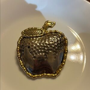 Elegant Silver and Gold Apple Brooch